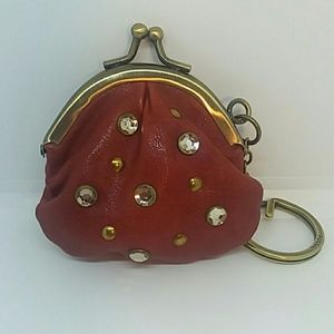 NEW FOSSIL RED LEATHER SMALL COIN PURSE